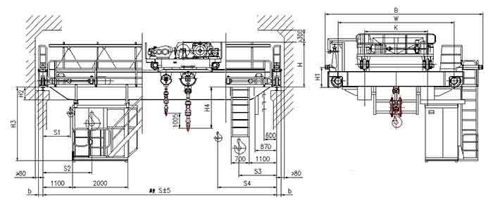 32 ton-50 ton insulation crane with double girder overhead crane design 