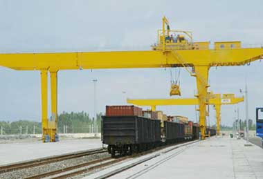Box type double girder goliath crane for container handling