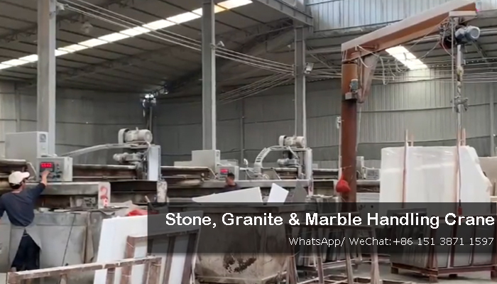Slewing jib cranes for light stone, marble and granite handling 