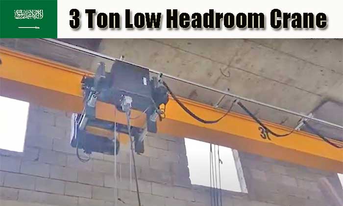 3 Ton Low Headroom Hoist Crane in Concrete Workshop Saudi Arabia 