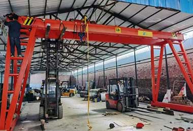 Double girder rail mounted portable gantry crane