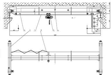 5 ton single girder eot crane drawing for Thailand valve plant 