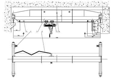 15 ton single girder eot crane drawing for Thailand valve plant 