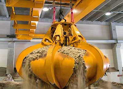 grab overhead crane for bulking material handling