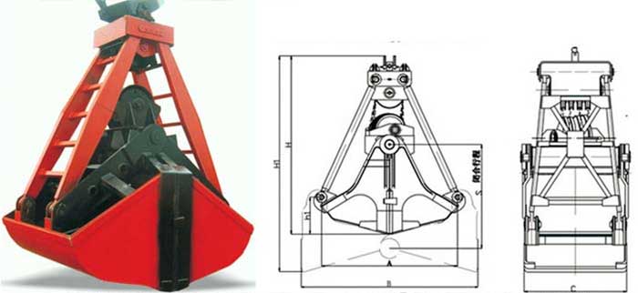 Double Jaw Plate Grab - Clamshell grab bucket crane