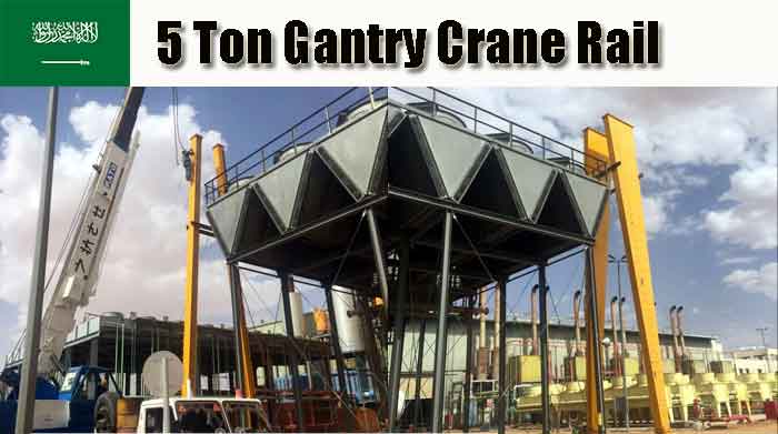 Supporting legs of outdoor gantry crane installation by truck crane