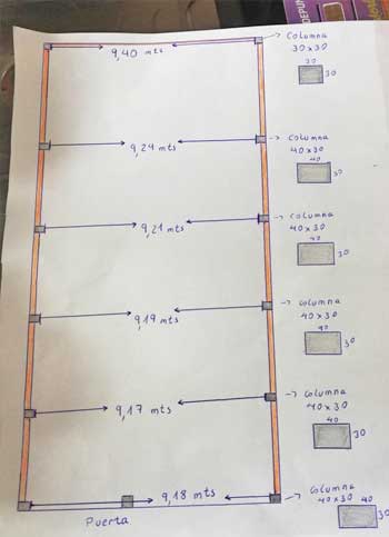 Overhead supporing column position of 10 ton bridge crane 