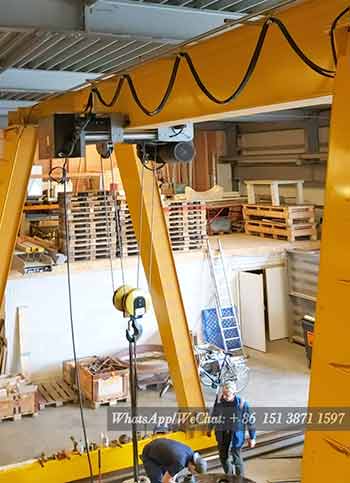 20 ton single beam gantry crane with low headroom wire rope hoist for Netherland manufacturing factory 
