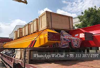 Complete parts and components of 3 ton electric single girder overhead crane packed for delivery to Indonesia