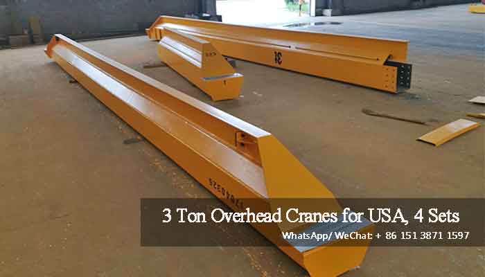 4 sets of 3 ton single girder overhead travelling crane for sale USA 4 sets of 3 ton single girder overhead travelling crane for sale USA