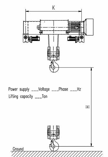 Double girder hoist specification drawing 