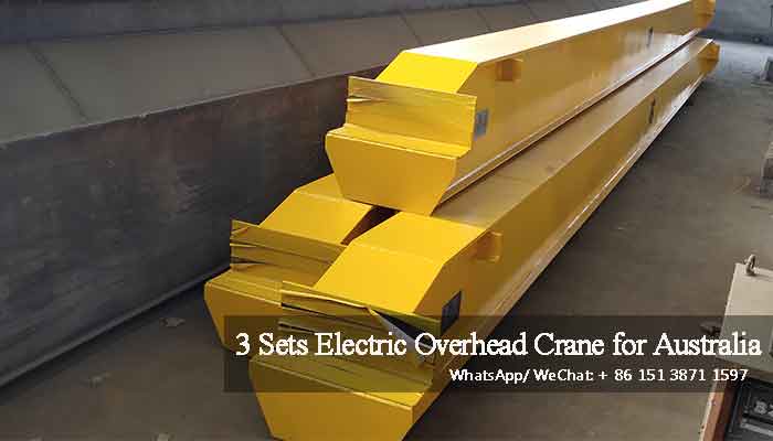 Main girders of 3 sets of electric single girder overhead travelling cranes 5 tons and 6 ton for Australian projects  Main girders of 3 sets of electric single girder overhead travelling cranes 5 tons and 6 ton for Australian projects
