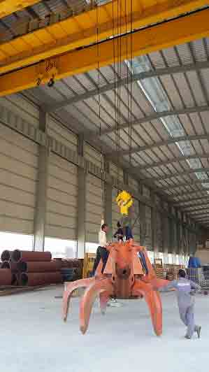 QN double girder overhead travelling crane with hook and grab bucket for steel mill project Pakistan  QN double girder overhead travelling crane with hook and grab bucket for steel mill project Pakistan