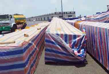 Main girders of 2 sets of steel mill overhead cranes 20 ton arriving at Port yard  Main girders of 2 sets of steel mill overhead cranes 20 ton arriving at Port yard