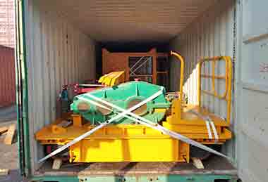 Electric overhead crane trolley and parts loaded into container for delivery to Pakistan  Electric overhead crane trolley and parts loaded into container for delivery to Pakistan