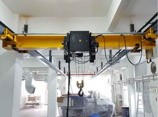 Underhung overhead crane with European style wire rope hoist
