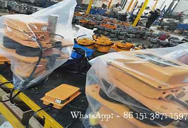2 sets of electric chain hoist trolley for the 3 ton + 3 ton double hoist overhead cranes  2 sets of electric chain hoist trolley for the 3 ton + 3 ton double hoist overhead cranes