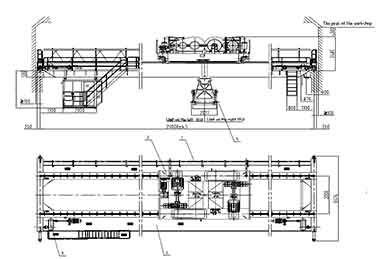 Grab overhead crane with specification of 10 ton-29m-16m A6.