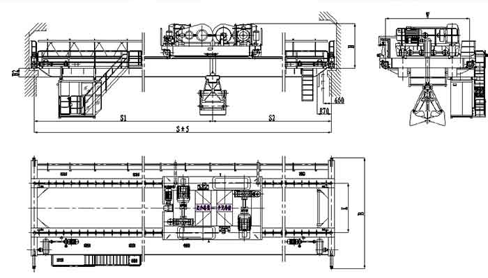 double girder grab bridge crane 