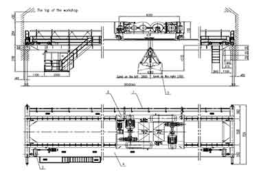 Grab overhead crane with specification of 25 ton-28.5m-21m A8,
