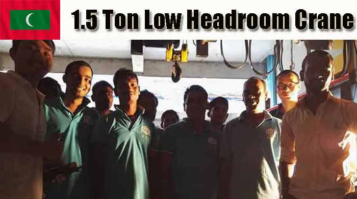 1.5 ton oveerhead crane installation team with clients in Maldives