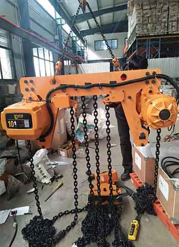 10 ton low headroom electric chain hoist for sale Sudan for the floor mounted free standing jib crane 