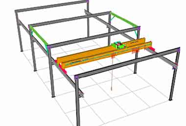 Freestanding bridge crane, with double beam design