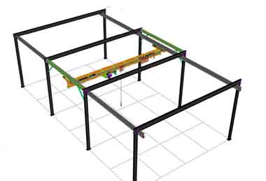 Underhung overhead crane with freestanding crane design