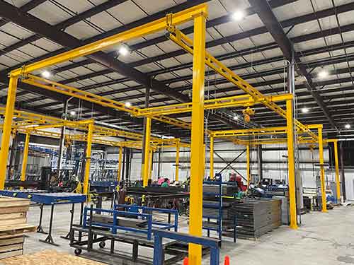 2 sets of enclosed track frestanding workstation crane systems feedback from American client