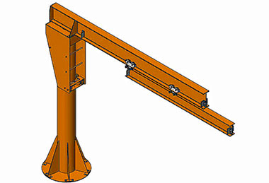 Free standing jib crane with telecoping cantilever