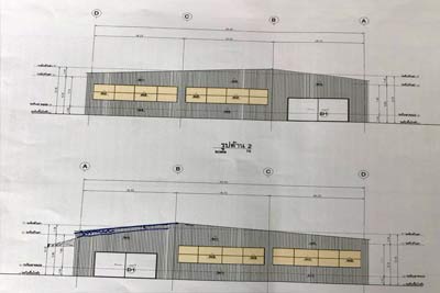 Drawing of workshops where the 5 ton overhead travelling crane will be installed