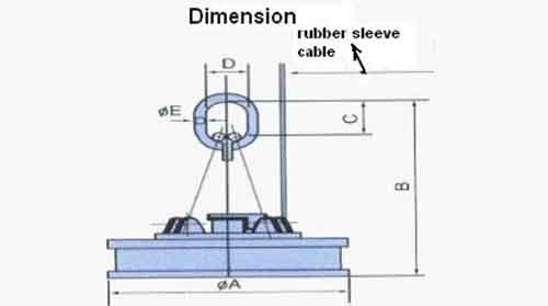 Dimension drawing of electromagnet for steel scrap handling
