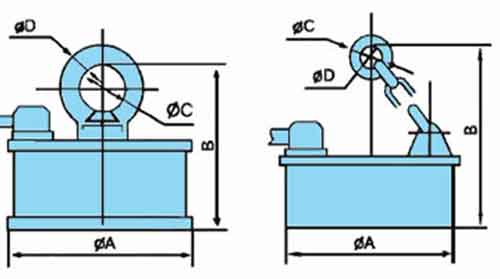 Dimensions of small round electromagnet drawing 