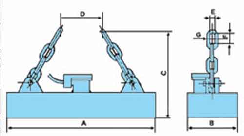 medium or thick steel plate handling electromagnet dimension drawing