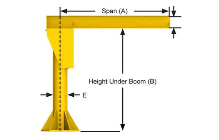 main specifications of slewing jib cranes