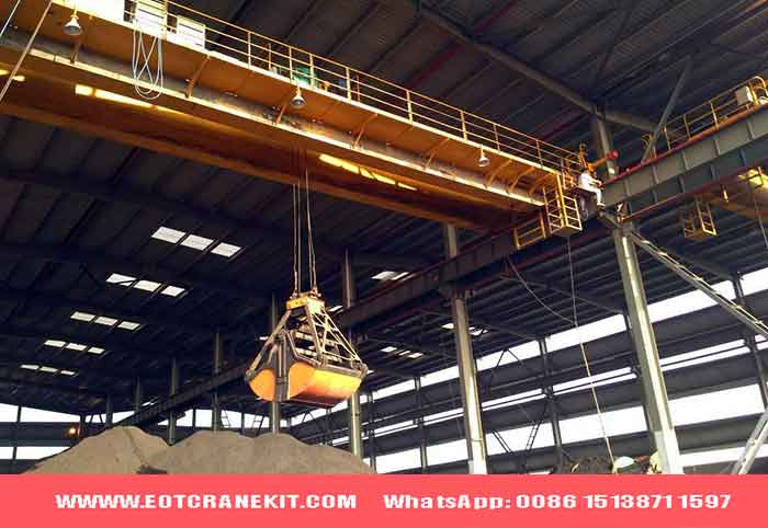 Clamshell grab bucket overhead crane for coal handling