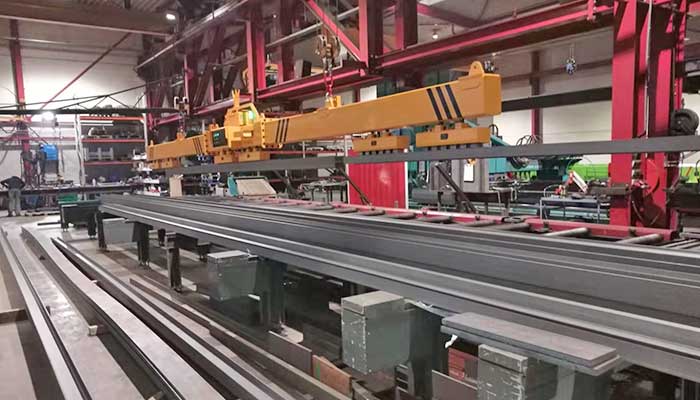 Electromagnetic beam overhead crane for steel profiles & beams handling  Electromagnetic beam overhead crane for steel profiles & beams handling