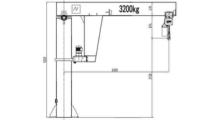I beam jib crane drawing for 3.2 ton crane project in Australia
