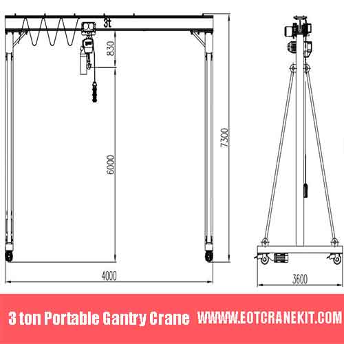 3 Ton Portable Gantry Crane, Steel & Aluminum Portable Gantry