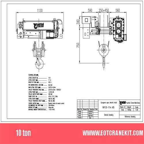 10 Ton Electric Hoist | European10 Ton Electric Wire Rope Hoist 