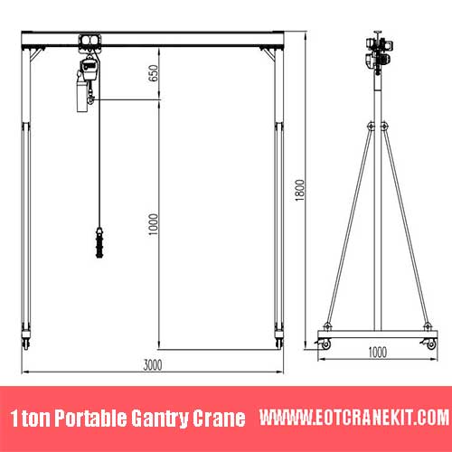 1 Ton Portable Gantry Crane, Custom 1 Ton, 1.5 Ton Portable Crane 