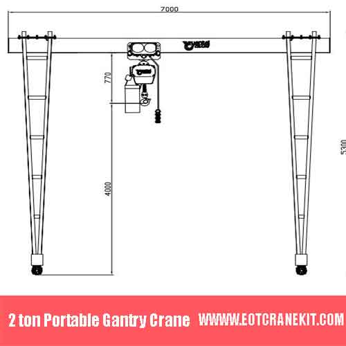 2 Ton Portable Gantry Crane, 2 Ton Telescoping Gantry & Fixed Height
