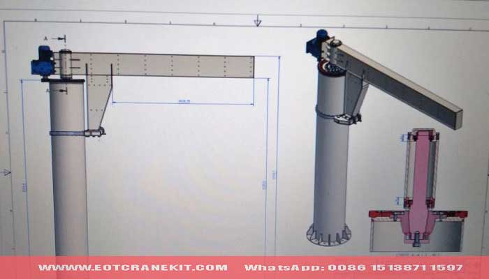 5 ton jib hoist crane steel structure design from Peru client - pillar jib crane column and cantilever 