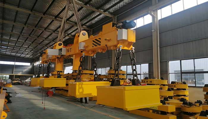 16 ton overhead crane with telescopic beam magnetic spreader for steel mill