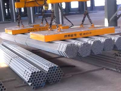 Electromagnetic overhead crane for bundles of steel pipe handling in warehouse  Electromagnetic overhead crane for bundles of steel pipe handling in warehouse