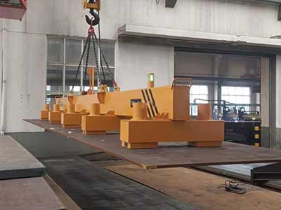 10 ton overhead bridge cranes are equipped with magnetic lifters for thick plates handling