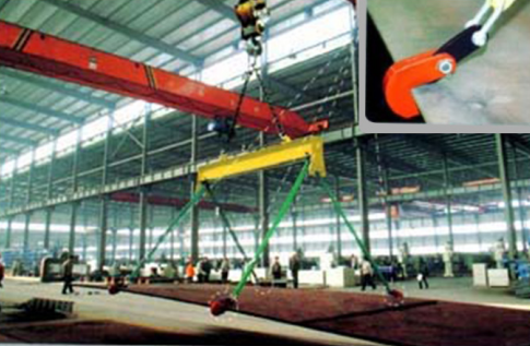 Single girder overhead crane with plate hook for horizonal steel plate handling  Single girder overhead crane with plate hook for horizonal steel plate handling