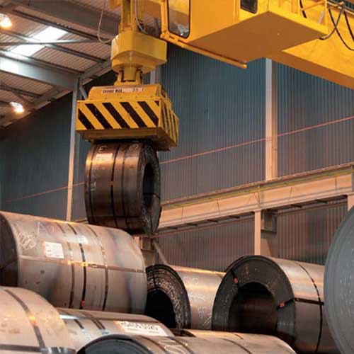 Horizontal coil handling magnetic overhead cranes  Horizontal coil handling magnetic overhead cranes