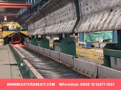 Customized overhead cranes and bridge cranes with double girder design for steel wire rod manufacturing for hot wire rod handling