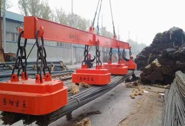 3 bundels of rebar handling crane with magnetic beam  3 bundels of rebar handling crane with magnetic beam